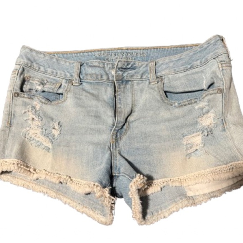 American Eagle Light Blue Ripped Jean Shorts